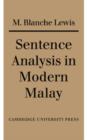 Sentence Analysis in Modern Malay - Book