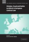 Mistake, Fraud and Duties to Inform in European Contract Law - Book