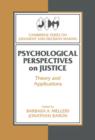 Psychological Perspectives on Justice : Theory and Applications - Book