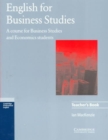 English for Business Studies Teacher's book : A Course for Business Studies and Economics Students - Book