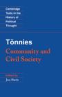 Tonnies: Community and Civil Society - Book