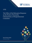 The Effect of the Relaxation Response on the Positive Personality Characteristics of Paraprofessional Counselors - Book
