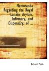 Memoranda Regarding the Royal Lunatic Asylum, Infirmary, and Dispensary, of ... - Book