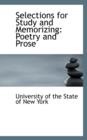 Selections for Study and Memorizing : Poetry and Prose - Book
