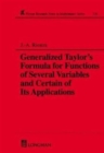 A Generalized Taylor's Formula for Functions of Several Variables and Certain of its Applications - Book
