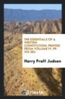 The Essentials of a Written Constitution; Printed from Volume IV; Pp. 313-353 - Book