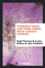Coridon's Song. and Other Verses. from Various Sources - Book