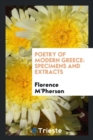 Poetry of Modern Greece : Specimens and Extracts - Book