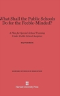 What Shall the Public Schools Do for the Feeble-Minded? : A Plan for Special-School Training Under Public School Auspices - Book
