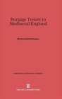 Burgage Tenure in Mediaeval England - Book