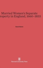 Married Women's Separate Property in England, 1660-1833 - Book