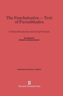 The Panchatantra-Text of Purnabhadra : Critical Introduction and List of Variants - Book