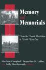 Memory and Memorials : From the French Revolution to World War One - Book