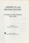 American and British Poetry : A Guide to the Criticism, 1979-1990 - Book