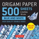 Origami Paper 500 sheets Blue and White 4" (10 cm) : Double-Sided Origami Sheets Printed with 12 Different Designs - Book
