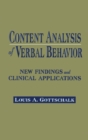 Content Analysis of Verbal Behavior : New Findings and Clinical Applications - Book