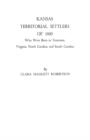 Kansas Territorial Settlers of 1860 - Book