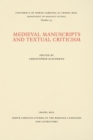 Medieval Manuscripts and Textual Criticism - Book