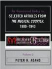 An Annotated Index to Selected Articles from The Musical Courier, 1880-1940 - Book