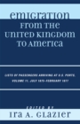 Emigration from the United Kingdom to America : Lists of Passengers Arriving at U.S. Ports, July 1875 - February 1877 - Book