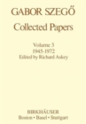 Gabor Szegoe: Collected Papers : 1945-1972 - Book