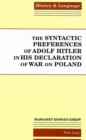 The Syntactic Preferences of Adolf Hitler in His Declaration of War on Poland - Book