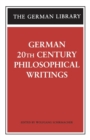 German 20th Century Philosophical Writings - Book