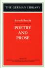 Poetry and Prose: Bertolt Brecht - Book