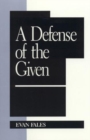 A Defense of the Given - Book