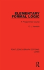 Elementary Formal Logic : A Programmed Course - eBook