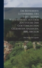 Die Revidierte Lutherbibel Des Halleschen Waisenhauses. Aus Dem 2En Stucke Der Goettingischen Gelehrten Anzeigen, 1885, Abgedr - Book