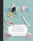 Kawaii doodling notebook : A large composition notebooks with colouring pages for the school dreamer who likes to doodle whilst studying - Turquoise and glitter teardrop background with bees, birds an - Book