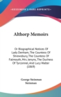 Althorp Memoirs : Or Biographical Notices Of Lady Denham, The Countess Of Shrewsbury, The Countess Of Falmouth, Mrs. Jenyns, The Duchess Of Tyrconnel, And Lucy Walter (1869) - Book