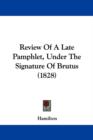 Review Of A Late Pamphlet, Under The Signature Of Brutus (1828) - Book