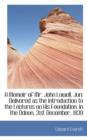 A Memoir of Mr. John Lowell, Jun : Delivered as the Introduction to the Lectures on His Foundation, I - Book