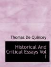 Historical and Critical Essays Vol I - Book