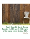 Faux's Memorable Days in America, November 27, 1818-July 21, 1820; Reprint of the Original Edition - Book