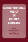Constitutional Policy in Unified Germany - eBook