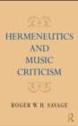 Hermeneutics and Music Criticism - eBook