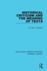 Historical Criticism and the Meaning of Texts - Book