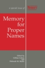 Memory for Proper Names : A Special Issue of Memory - Book