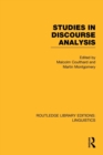 Studies in Discourse Analysis (RLE Linguistics B: Grammar) - Book