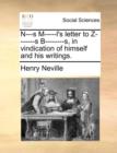 N---S M-----L's Letter to Z-------S B--------S, in Vindication of Himself and His Writings. - Book