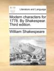 Modern Characters for 1778. by Shakespear. Third Edition. - Book