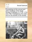 Proceedings at the Annual and Other Meetings of the Scots Society in Norwich, in 1778, 1779 and 1780. Published by the Order, and for the Benefit of the Society. - Book