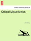 Critical Miscellanies. - Book
