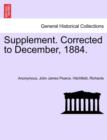 Supplement. Corrected to December, 1884. - Book