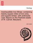 Inexhaustible Iron Mines : Containing Twenty Square Miles of Iron Ores, and Superb Timber, with Anthracite Coal: Report on the Freehold Estate of W. Carroll, Maryland. - Book