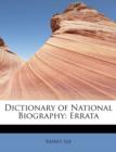 Dictionary of National Biography : Errata - Book