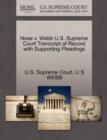 Nose V. Webb U.S. Supreme Court Transcript of Record with Supporting Pleadings - Book